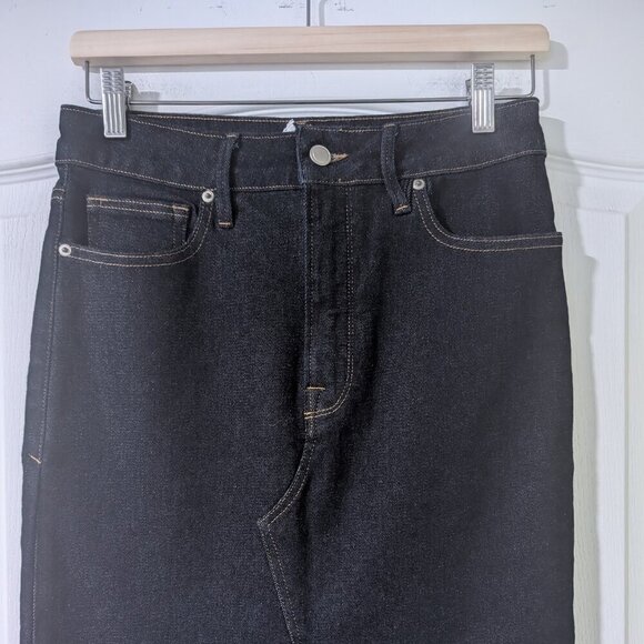 NWT Good American | Slit Front Midi Skirt In Dark Indigo716 - Picture 5 of 9